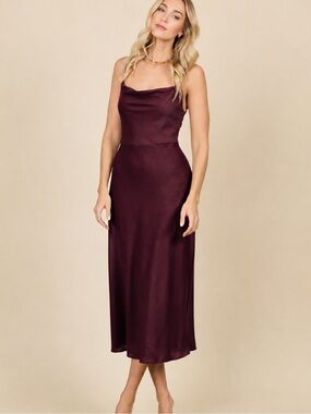 Park & Fifth Bowen Burgundy Cowl Neck Midi Dress